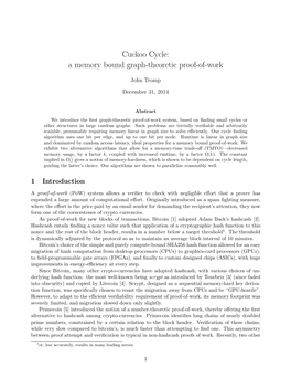 Cuckoo Cycle: a Memory Bound Graph-Theoretic Proof-Of-Work