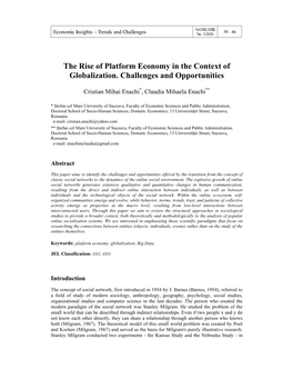 The Rise of Platform Economy in the Context of Globalization