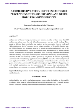 A Comparative Study Between Customer Perceptions Towards Sbi Yono and Other Mobile Banking Services