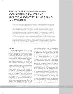 Considering Dalits and Political Identity In