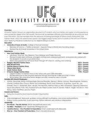 University Fashion Group Is an Organization Devoted to UT Students Who Love Fashion and Aspire to Build Experience and a Potential Career Within the Industry