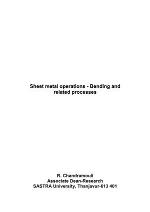 Sheet Metal Operations - Bending and Related Processes
