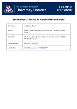 Environmental Profile on Morocco (Revised Draft)
