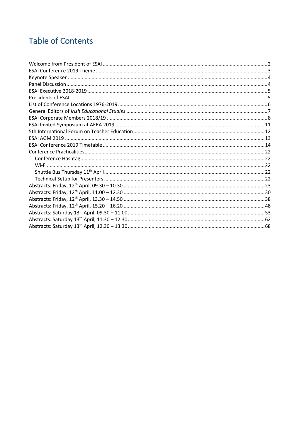 Table of Contents