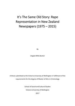 Rape Representation in New Zealand Newspapers (1975 – 2015)