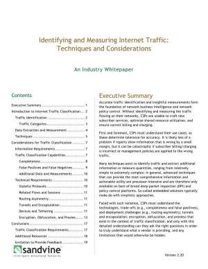 Identifying and Measuring Internet Traffic: Techniques and Considerations