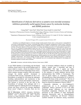 Identification of Chalcone Derivatives As Putative Non-Steroidal Aromatase