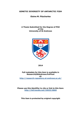Genetic Diversity of Antarctic Fish