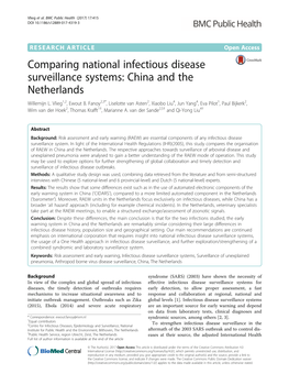 Comparing National Infectious Disease Surveillance Systems: China and the Netherlands Willemijn L