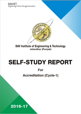 SSR) of DAV Institute of Engineering and Technology, Jalandhar That Has Been Serving the Cause of Technical Education for the Last 16 Plus Years