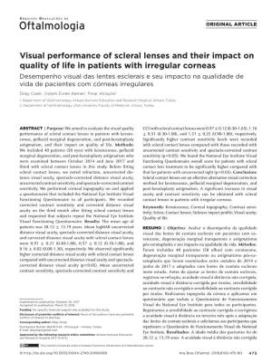 Visual Performance of Scleral Lenses and Their Impact on Quality of Life In