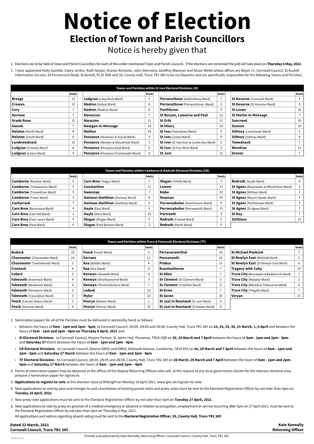 Notice of Election TP West