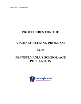 Procedures for the Vision Screening Program for Pennsylvania's School