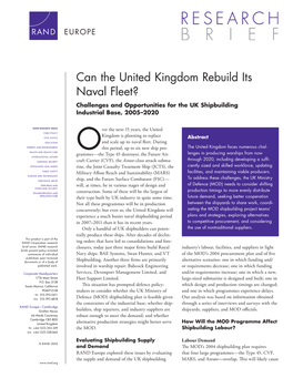 Can the United Kingdom Rebuild Its Naval Fleet? Challenges and Opportunities for the UK Shipbuilding Industrial Base, 2005–2020