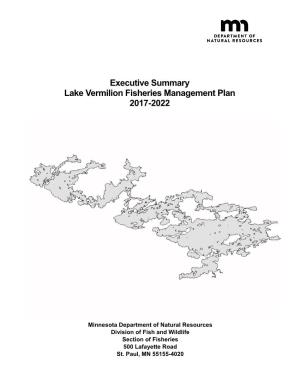 Lake Vermilion Fisheries Management Plan 2017-2022