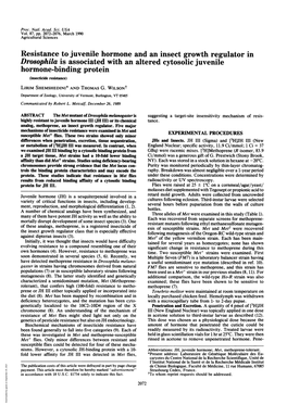 Resistance to Juvenile Hormone and an Insect Growth Regulator In