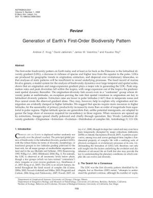 Generation of Earth's First-Order Biodiversity Pattern
