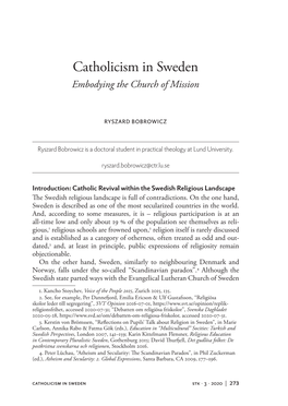 Catholicism in Sweden Embodying the Church of Mission