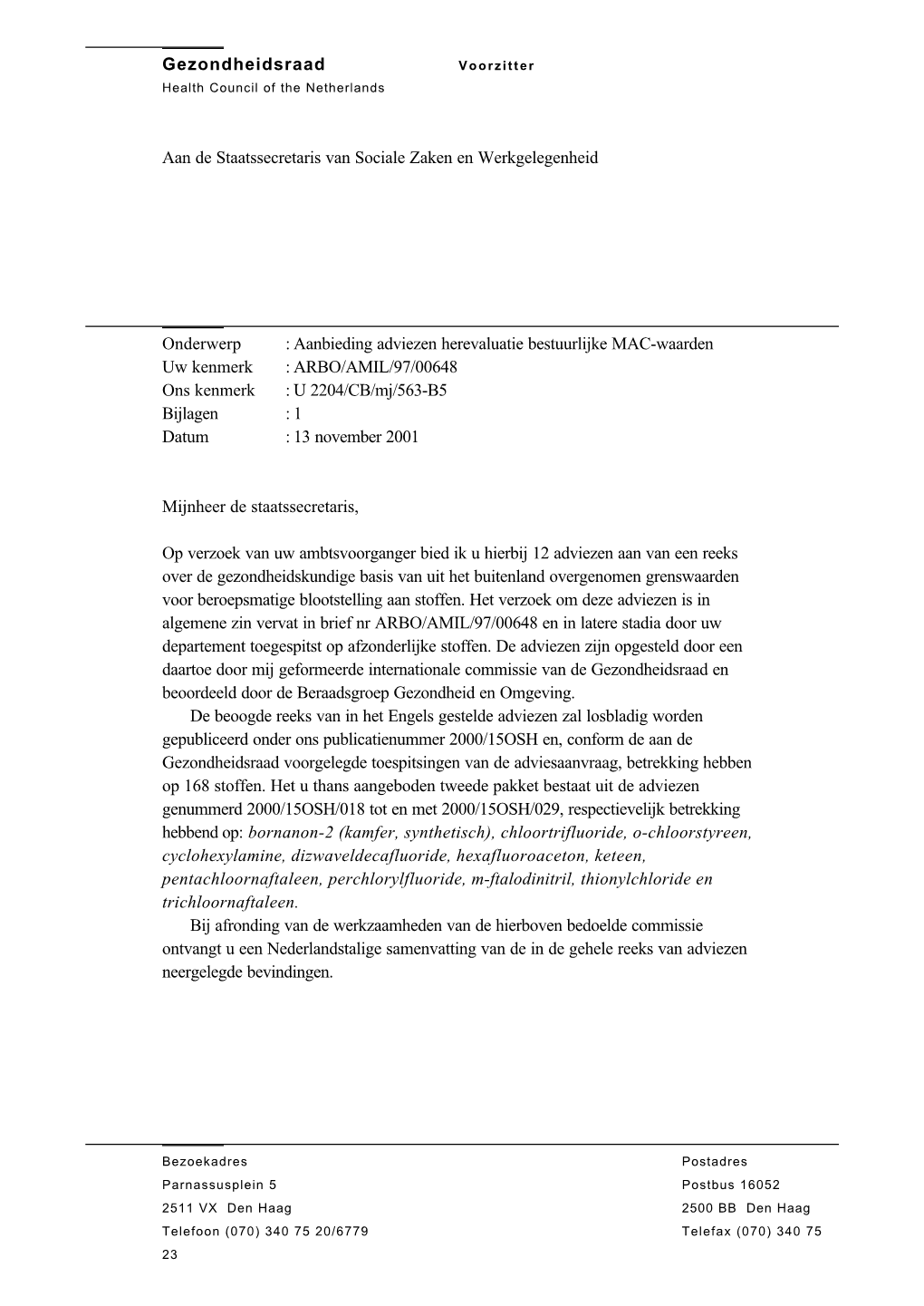 Health-Based Reassessment of Administrative Occupational Exposure Limits