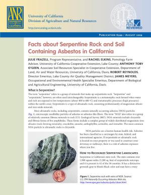 Facts About Serpentine Rock and Soil Containing Asbestos in California