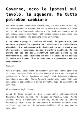 Governo, Ecco Le Ipotesi Sul Tavolo, La Squadra. Ma Tutto Potrebbe Cambiare