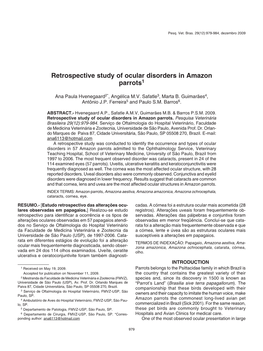 Retrospective Study of Ocular Disorders in Amazon Parrots1