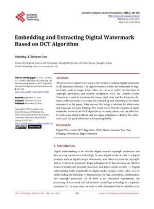 Embedding and Extracting Digital Watermark Based on DCT Algorithm