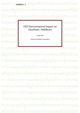 HS2 Environmental Impact on Ickenham, Middlesex