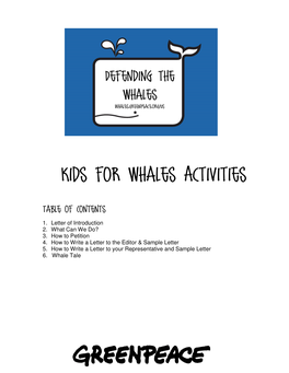 Kids for Whales Activities
