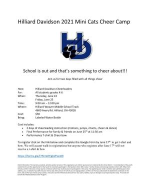 Hilliard Davidson 2021 Mini Cats Cheer Camp