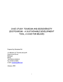Tourism and Biodiversity (Ecotourism - a Sustainable Development Tool, a Case for Belize)