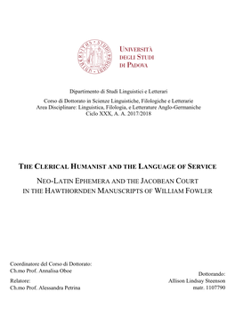 The Clerical Humanist and the Language of Service Neo