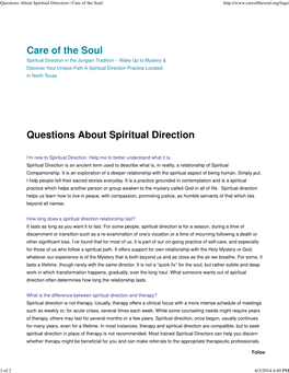 Questions About Spiritual Direction | Care of the Soul