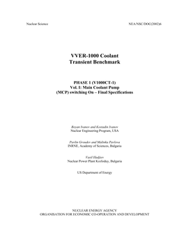 VVER-1000 Coolant Transient Benchmark