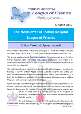 The Newsletter of Torbay Hospital League of Friends