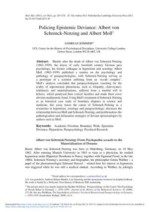 Albert Von Schrenck-Notzing and Albert Moll1