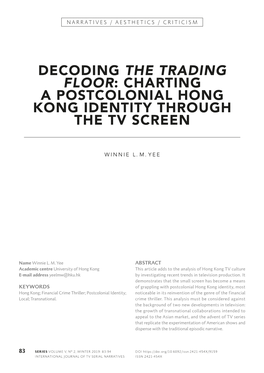Charting a Postcolonial Hong Kong Identity Through the Tv Screen