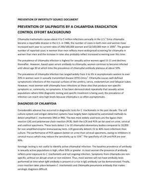 Prevention of Salpingitis by a Chlamydia Eradication Control Effort Background