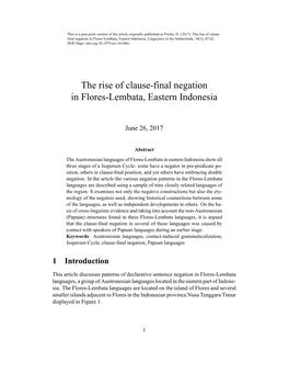 The Rise of Clause-Final Negation in Flores-Lembata, Eastern Indonesia