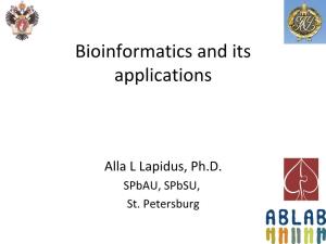 Bioinformatics and Its Applications