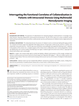 Interrogating the Functional Correlates of Collateralization in Patients with Intracranial Stenosis Using Multimodal Hemodynamic Imaging