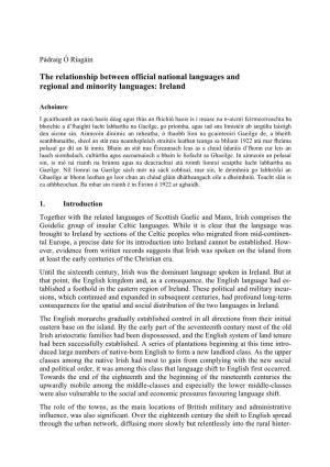 The Relationship Between Official National Languages and Regional and Minority Languages: Ireland