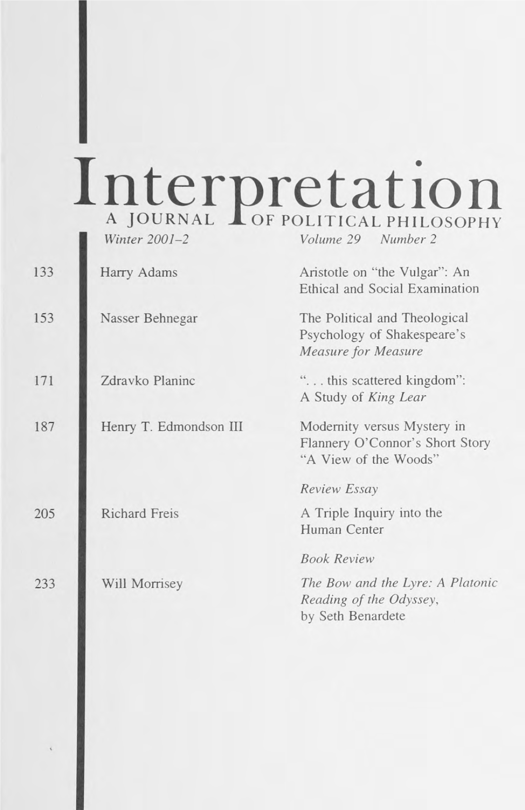 Interpretation: a Journal of Political Philosophy