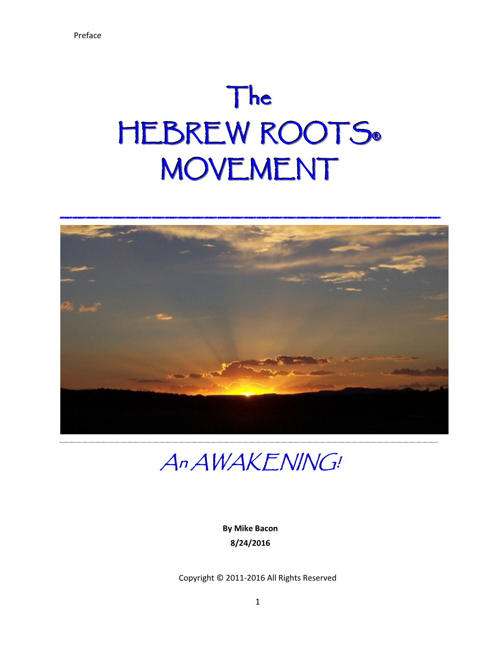 The HEBREW ROOTS MOVEMENT