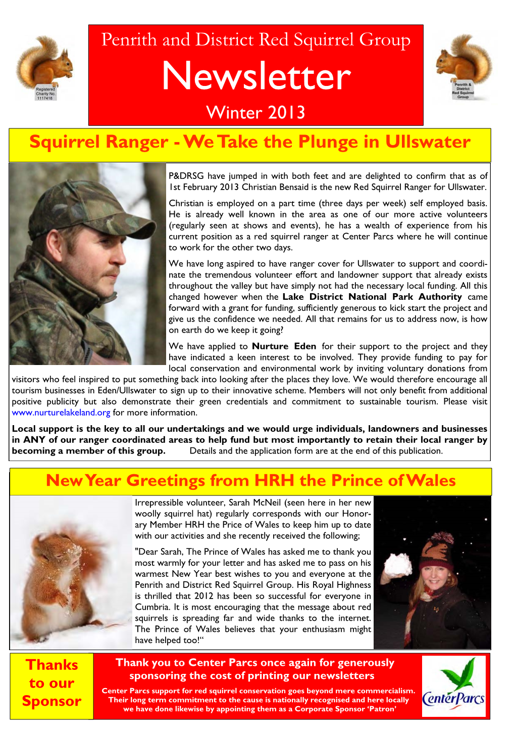 Newsletter Winter 2013 Squirrel Ranger - We Take the Plunge in Ullswater