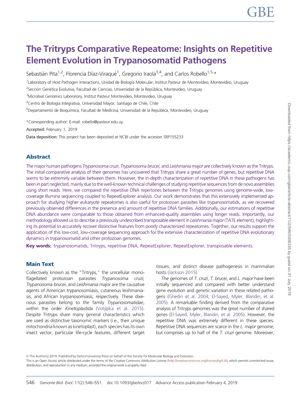 The Tritryps Comparative Repeatome: Insights on Repetitive Element Evolution in Trypanosomatid Pathogens