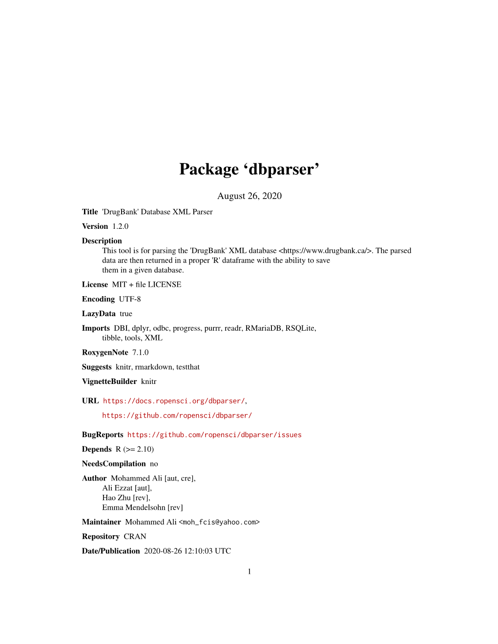 Package 'Dbparser'