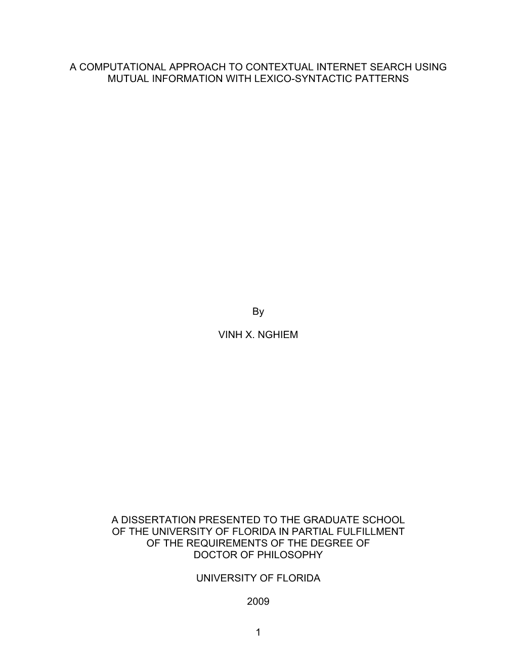 University of Florida Thesis Or Dissertation Formatting Template