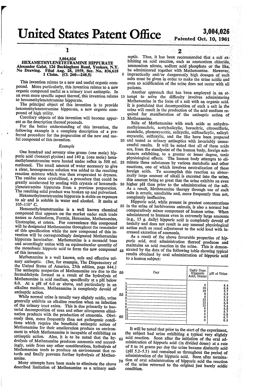 United States Patent Office Patented Oct