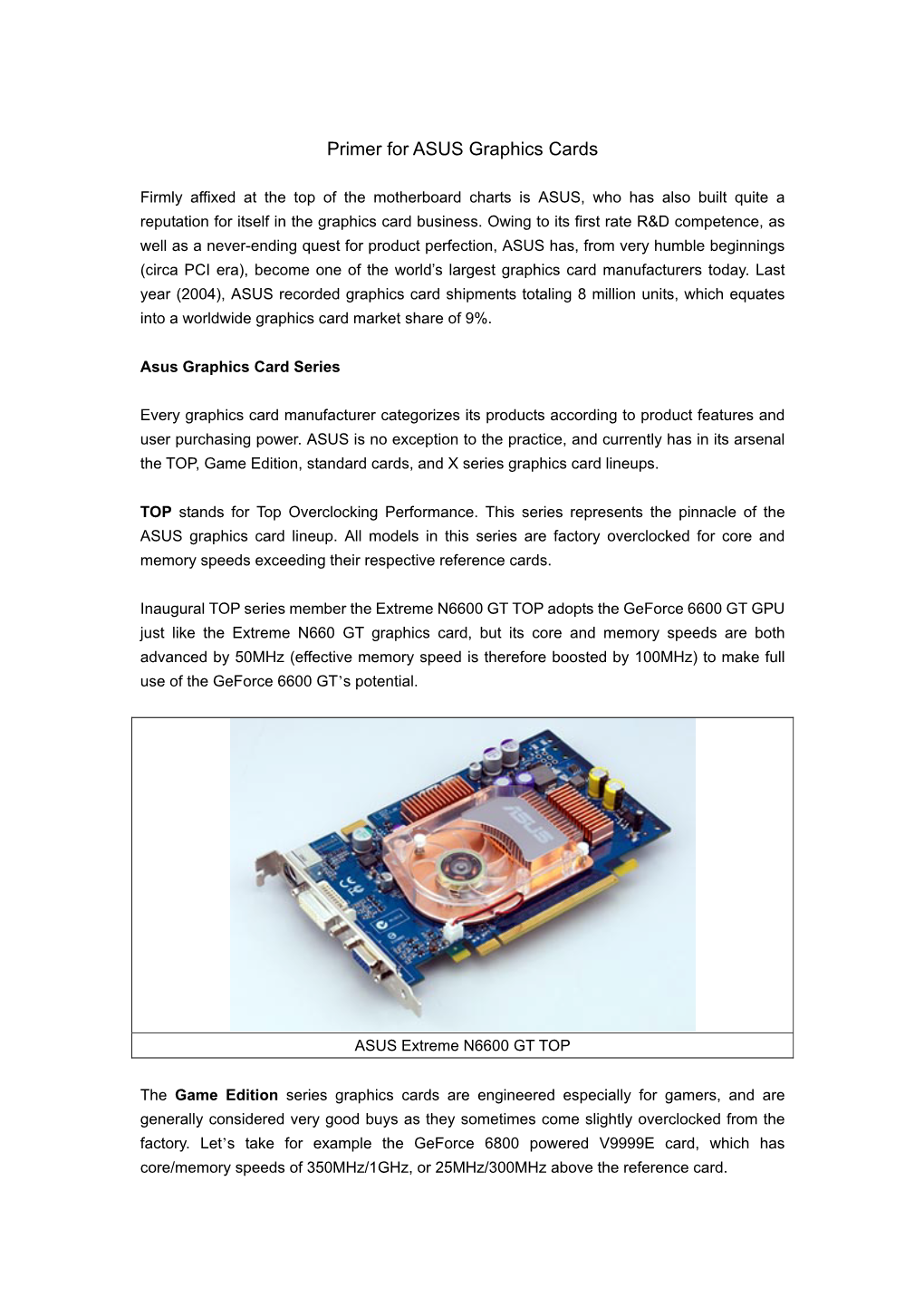 Primer for ASUS Graphics Cards